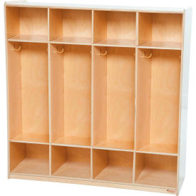 4 Section Locker, 48"W x 15"D x 48"H, Brown, Assembled