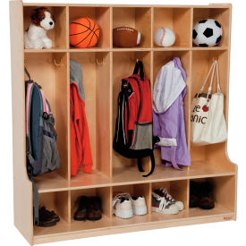 5 Section Seat Locker, 48"W x 15"D x 48"H, Brown, Assembled