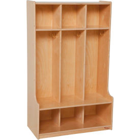 3 Section Seat Locker, 30"W x 15"D x 48"H, Brown, Assembled