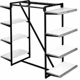 Double Hangrail Frame w/ 8-24" Almond Shelves 1" Square Tubing - Matte Black Frame