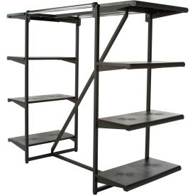 Double Hangrail Frame with 8-24" Black Shelves - 1" Square Tubing - Matte Black Frame