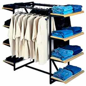 Double Hangrail Frame with 8-24" White Shelves 1" Square Tubing - Matte Black Frame