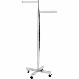 2-Way Heavy Duty Straight Arms w/ "X" Style Base Rolling Rack - Rectangular Tubing - Chrome