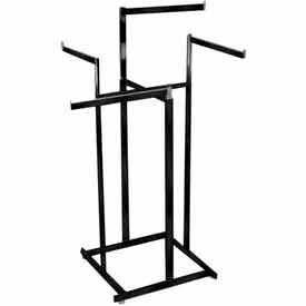 4-Way Hi-Capacity w/ Straight Arms - Garment Rack- Rectangular Tubing - Satin Chrome