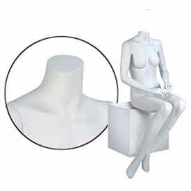 Female Mannequin - Headless, Hands on Lap, Seated - Cameo White