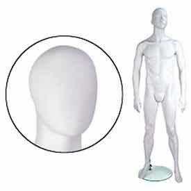 Male Mannequin - Oval Head, Arms by Side, Legs Bent - Cameo White