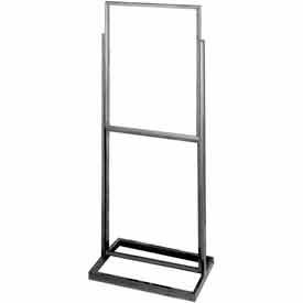 22" x 28" Double Bulletin Sign Holder w/ Rectangular Tubing Base - Chrome