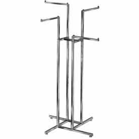 4-Way w/ Straight Arms Garment Rack - Square Tubing - Chrome