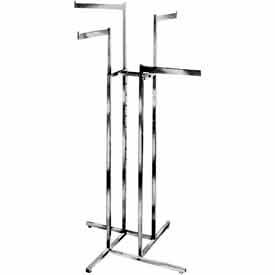 4-Way w/ Straight Arms (K13) Garment Rack- Square Tubing - Chrome