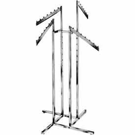 4-Way with Slant Arms Garment Rack - Square Tubing - Chrome