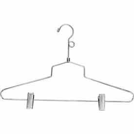 16" L Steel Combination Hanger W/ Vinyl Cushion Clips And Loop Hook - Chrome