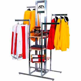 44"L x 24"W x 72"H Cross Merchandising 4-Way Rack - Satin Chrome