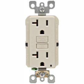 20A SmartlockPro Self-Test GFCI Duplex Receptacle with Indicator Light, Wire Leads, Light Almond