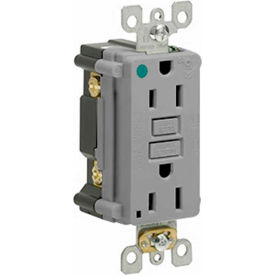 15A, 125V, SmartlockPro Slim Self-Test GFCI Receptacle, Hospital Grade, Gray