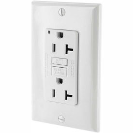 20A SmartlockPro Self-Test GFCI Duplex Receptacle with Indicator Light, Wire Leads - White