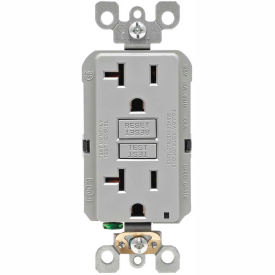 20A SmartlockPro Self-Test GFCI Duplex Receptacle, Indicator Light, Wire Leads, Gray
