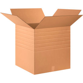 Heavy Duty Multi Depth Cardboard Corrugated Boxes, 24"L x 24"W x 24"H, Kraft