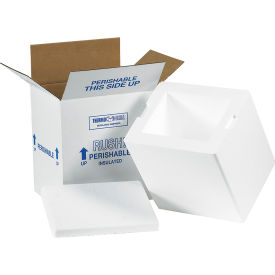 Foam Insulated Shipping Kit, 8"L x 6"W x 9"H, White, 8/Pack