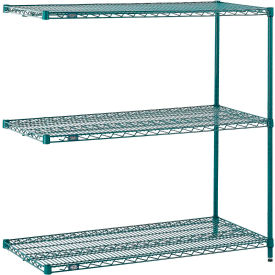 3 Shelf, Poly-Green® Wire Shelving Unit, Add On, 36"W x 12"D x 34"H