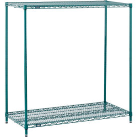 2 Shelf, Poly-Green® Wire Shelving Unit, Starter, 54"W x 14"D x 34"H
