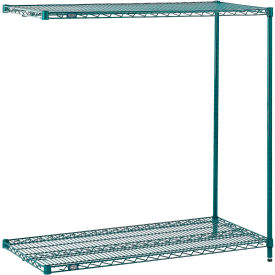 2 Shelf, Poly-Green® Wire Shelving Unit, Add On, 36"W x 24"D x 34"H
