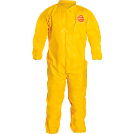 Tychem 2000 Coverall, Elastic Wrist/Ankle, Stormflap, Bound Seam, Yellow, 5X, 12/Qty