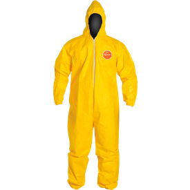 Tychem 2000 Coverall,Hood,Elastic Wrist/Ankle,Serged Seam,Stormflap,Yellow,5X, 12/Qty