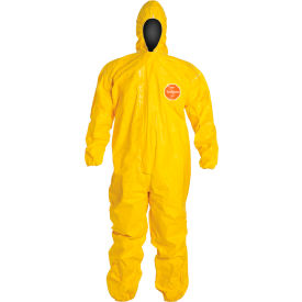 Tychem 2000 Coverall, Hood, Elastic Wrist/Ankle, Stormflap, Yellow, 5X, 4/Qty