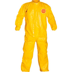 Tychem 2000 Coverall, Elastic Wrist/Ankle, Stormflap, Yellow, 5X, 4/Qty