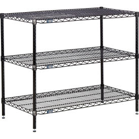3 Shelf Black Epoxy Wire Shelving Unit, Starter, 24"W x 21"D x 34"H