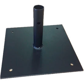 Base Support Steel Plate, 10"W x 10"D x 6"H, Drilled, Powder Coated Black