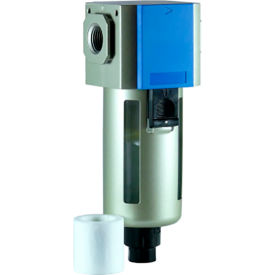 Coalescing Filter, 1/2" NPT, 0.01 Microns, Semi-Auto Drain, Poly Bowl