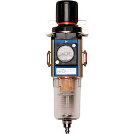 MGAFR300 Filter/Reg, 1/4 NPT, 5 Microns, Semi-Auto Drain, 20-130 PSI, Poly Bowl