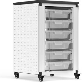 Modular Classroom Storage Cart w/ 6 Small Bins, 18"L x 18"W x 28"H, White