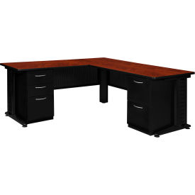 Regency Fusion L Shaped Desk with Double Pedestal Drawer, Cherry