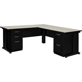 Regency Fusion L Shaped Desk w/ Double Pedestal Drawer, 66"W x 78"D x 29"H, Maple