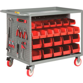 Bin Cart w/ Pegboard Tool Storage, 36"L x 24"W x 34"H, Gray