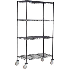 4 Shelf Truck, Black Epoxy, 72"W x 18"D x 69"H, Polyurethane Swivel Casters
