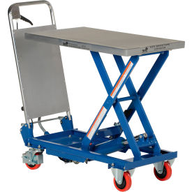 Hydraulic Scissor Cart, 400 lb Capacity, Steel, 27-1/2 x 17-1/2 Platform, Blue