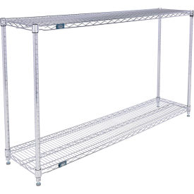 2 Shelf Stainless Steel Wire Shelving Unit, Starter, 60"W x 14"D x 34"H