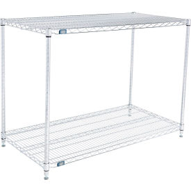 2 Shelf Stainless Steel Wire Shelving Unit, Starter, 48"W x 21"D x 34"H