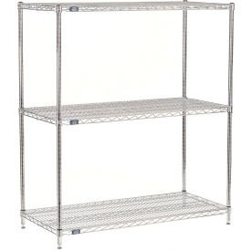 3 Shelf, Chrome ESD Wire Shelving Unit, Starter, 48"W x 24"D x 54"H