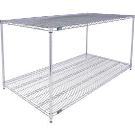 2 Shelf Stainless Steel Wire Shelving Unit Starter 72"W x 36"D x 34"H