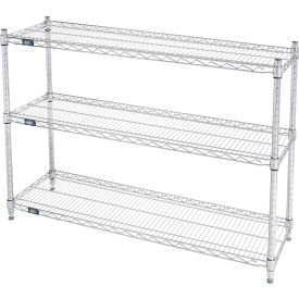 3 Shelf Stainless Steel Wire Shelving Unit, Starter, 48"W x 14"D x 34"H
