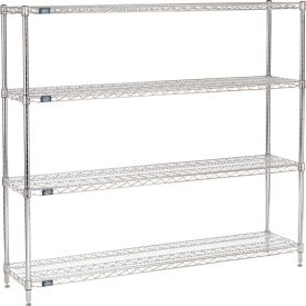 4 Shelf Chrome Wire Shelving Unit, Starter, 60"W x 12"D x 54"H