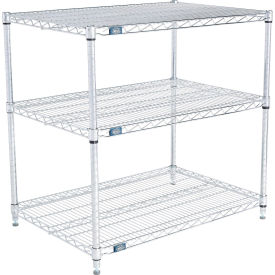 3 Shelf Stainless Steel Wire Shelving Unit, Starter, 36"W x 21"D x 34"H