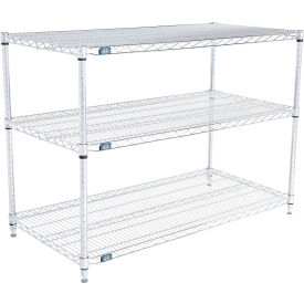 3 Shelf Stainless Steel Wire Shelving Unit Starter 48"W x 21"D x 34"H