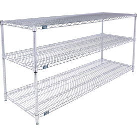 3 Shelf Stainless Steel Wire Shelving Unit, Starter, 72"W x 21"D x 34"H