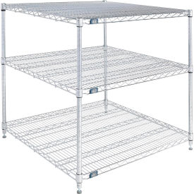 3 Shelf Stainless Steel Wire Shelving Unit, Starter, 36"W x 30"D x 34"H