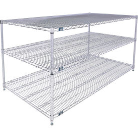 3 Shelf Stainless Steel Wire Shelving Unit, Starter, 72"W x 36"D x 34"H